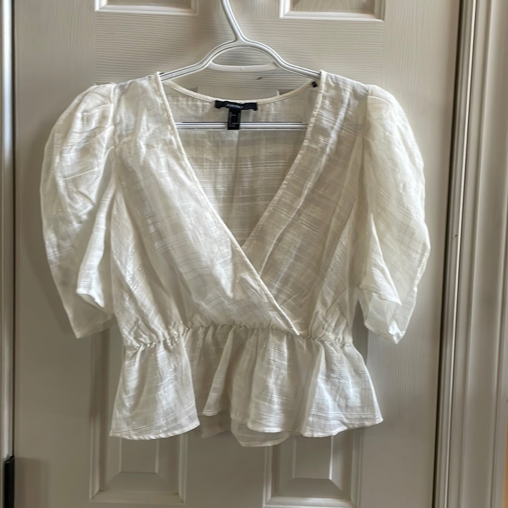 forever 21 - white top with silver metallic thread running thru